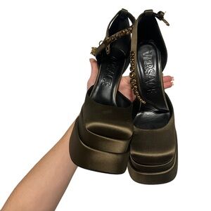 Versace Women's Platform Heels - Olive